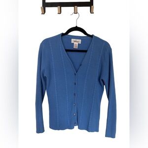 Worthington Blue Ribbed V-Neck‎ Cardigan